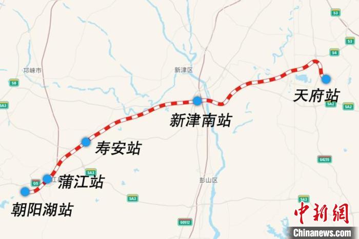 成都鐵路樞紐天府至朝陽湖段線路圖。　國鐵集團供圖