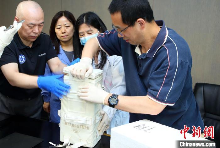 科研人員查看隨神舟十五號返回地面的空間科學實驗樣品?！≈锌圃嚎臻g應用中心 供圖