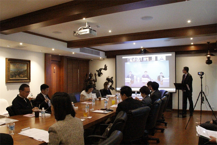  中國貿(mào)促會副會長張慎峰視頻致辭。中國貿(mào)促會駐泰國代表處供圖