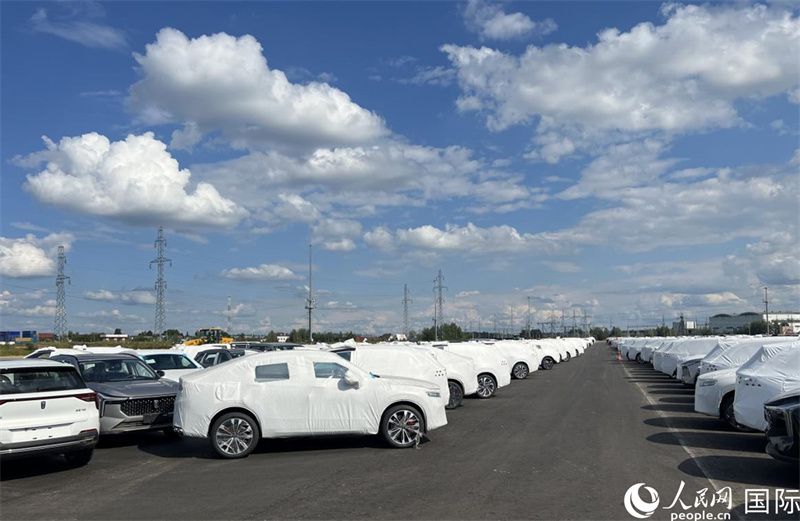 莫斯科別雷拉斯特物流中心內(nèi)的中國品牌汽車。人民網(wǎng)記者 申佳平攝