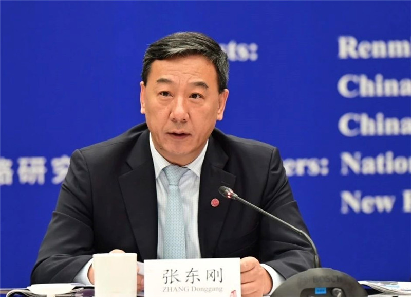 中國人民大學(xué)黨委書記、國家發(fā)展與戰(zhàn)略研究院理事長張東剛作論壇開幕致辭。主辦方供圖