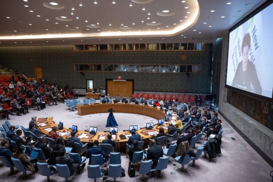這是2023年11月20日在位于紐約的聯(lián)合國(guó)總部拍攝的安理會(huì)“共同發(fā)展促進(jìn)持久和平”公開辯論會(huì)現(xiàn)場(chǎng)。中國(guó)作為輪值主席，倡議聯(lián)合國(guó)安理會(huì)20日舉行主題為“共同發(fā)展促進(jìn)持久和平”的公開辯論會(huì)。新華社發(fā)（聯(lián)合國(guó)供圖/埃斯金德·德貝卜攝）