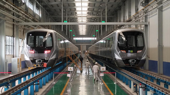 石家莊地鐵二號線列車。 中車齊車集團石家莊公司供圖