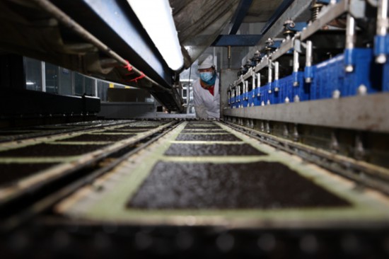 柘汪紫菜產(chǎn)業(yè)園內(nèi)入駐企業(yè)的紫菜生產(chǎn)線。贛榆區(qū)委宣傳部供圖