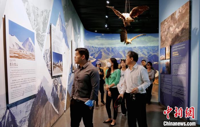 圖為中外嘉賓參觀玉樹(shù)州博物館?！●R銘言 攝