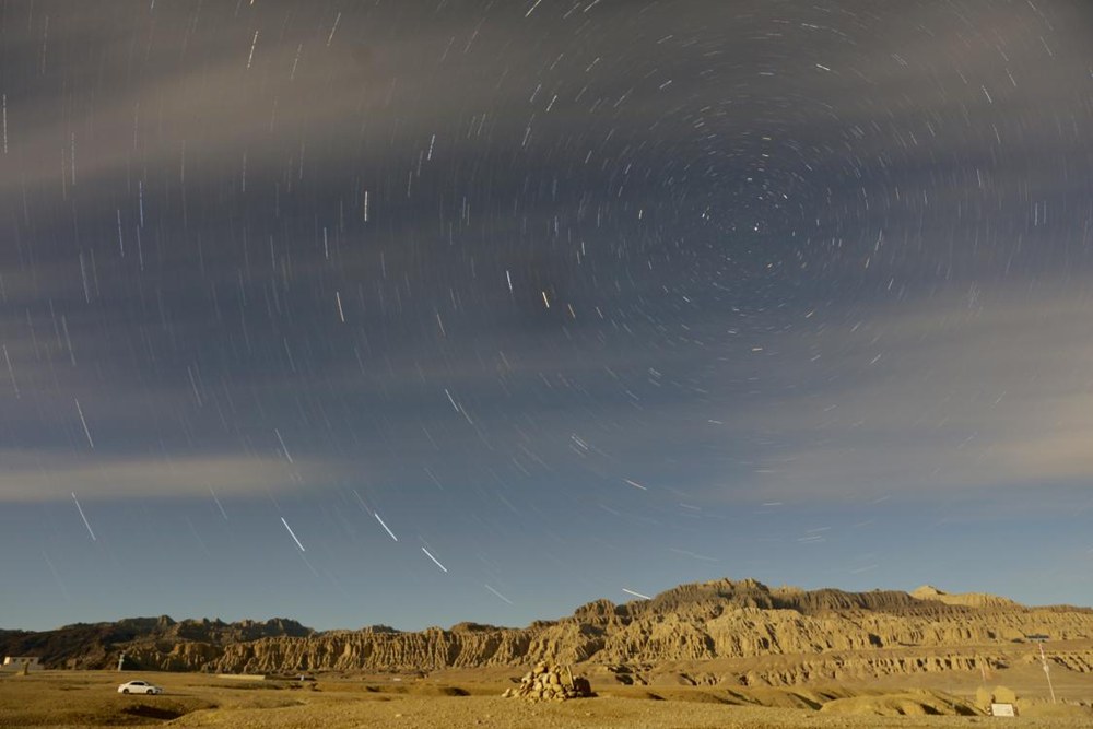 札達土林上空的星空。旦真次旦攝