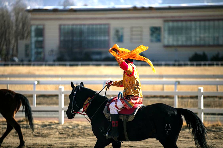 藏歷新年，精彩的馬術(shù)表演。張靜攝